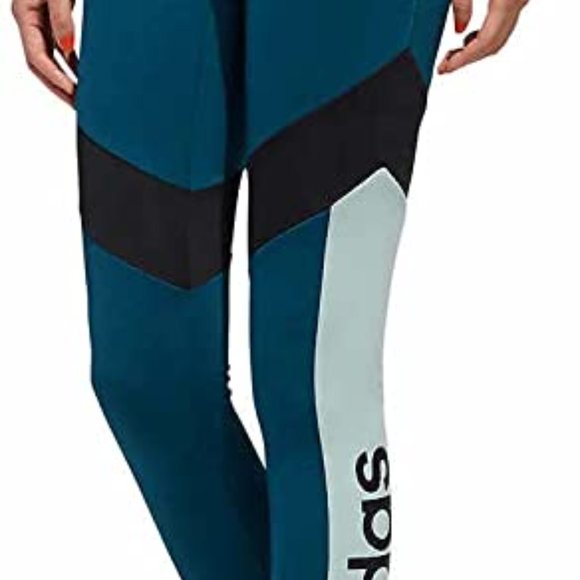 Adidas Women's Climalite Designed 2 Move Colorblock Tights Blue Black Size S - Picture 10 of 12